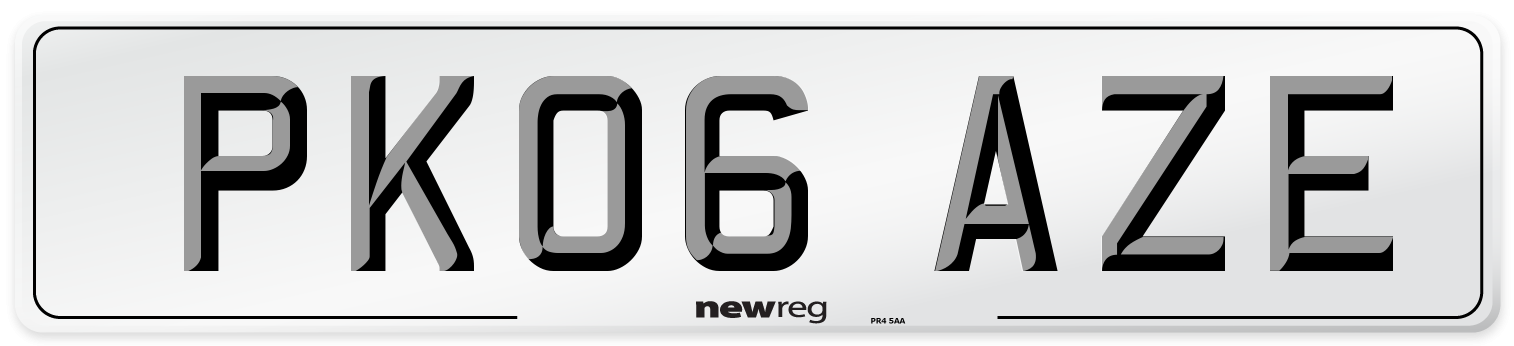 PK06 AZE Number Plate from New Reg